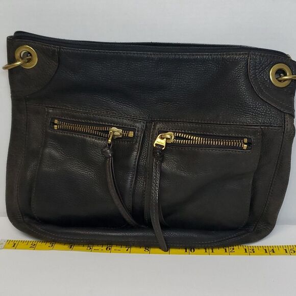 Fossil Dark Brown Pebble Leather Shoulder Bag Top Zip - Picture 1 of 7